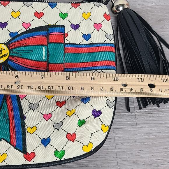 Brighton Love & Joy Canvas Crossbody Bag Multicolor Hearts Bows - Picture 8 of 10